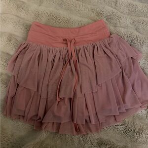 Elegant Blush Pink Layered Mini Skirt